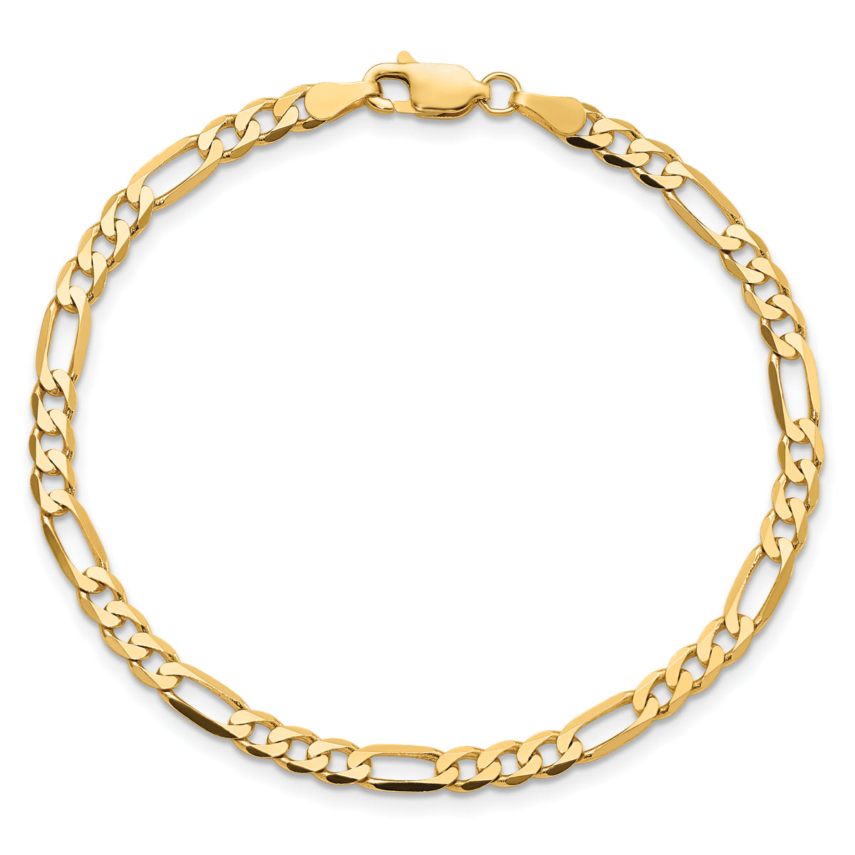 Gold (10K & 14K) Flat Figaro Chain Bracelet - 10k Yellow Gold / 7 in / 4 mm