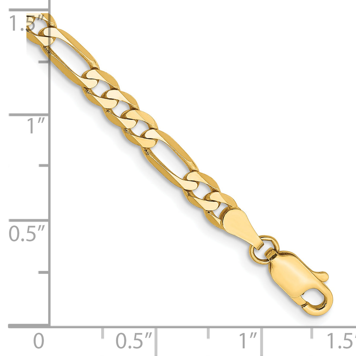 Gold (10K & 14K) Flat Figaro Chain Bracelet - 10k Yellow Gold / 7 in / 4 mm