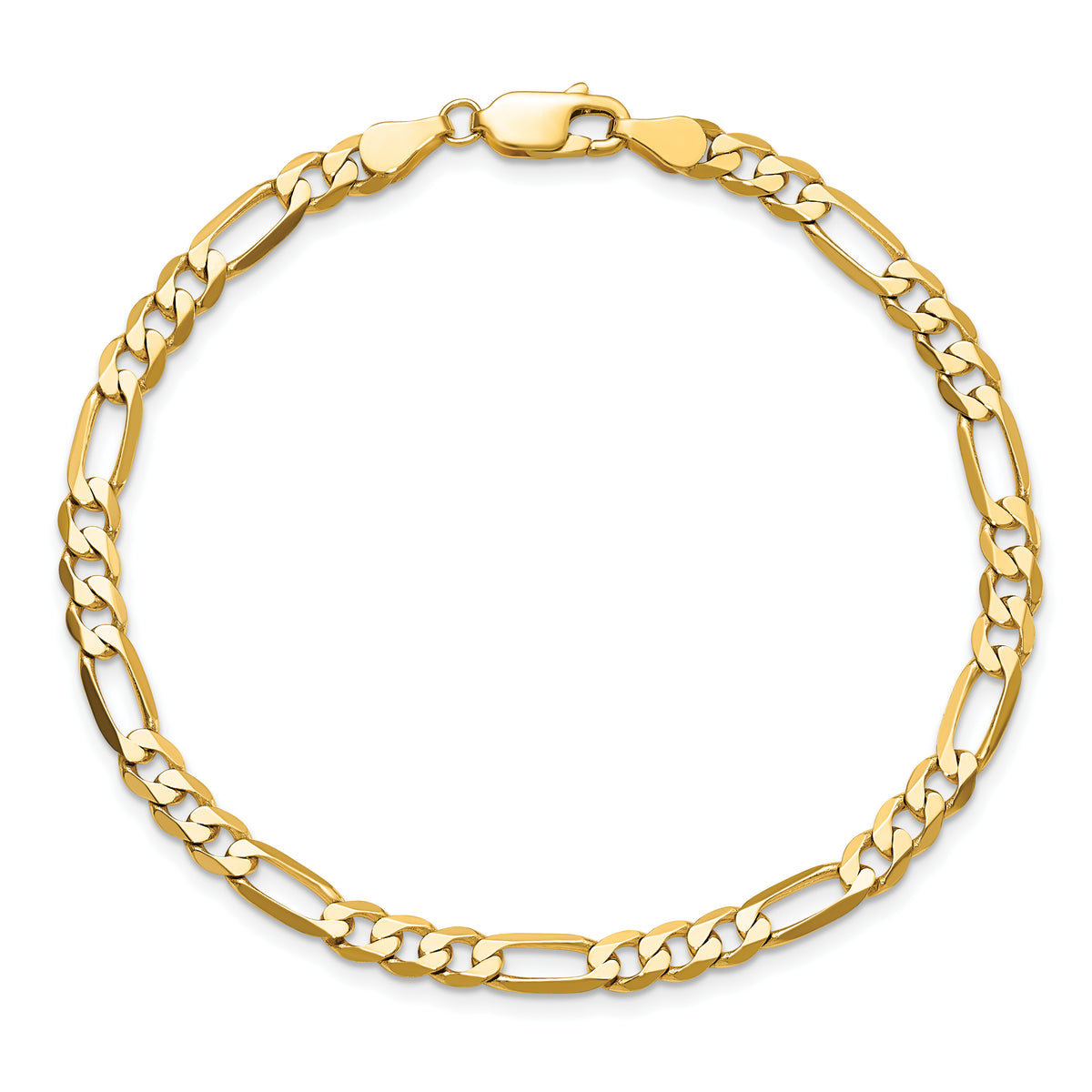 Gold (10K & 14K) Flat Figaro Chain Bracelet - 10k Yellow Gold / 7 in / 4.75 mm