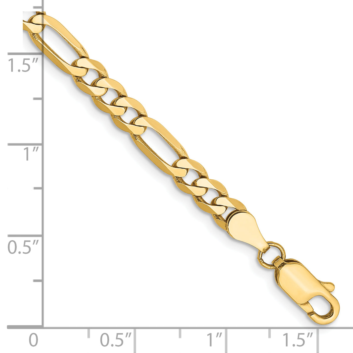 Gold (10K & 14K) Flat Figaro Chain Bracelet - 10k Yellow Gold / 7 in / 4.75 mm