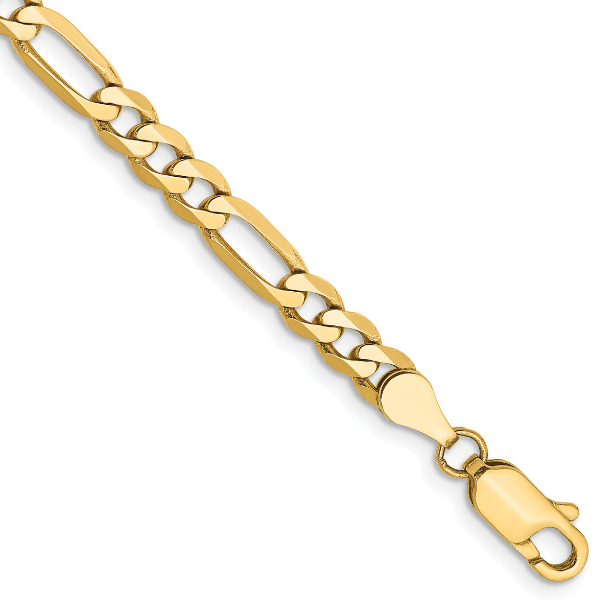 Gold (10K & 14K) Flat Figaro Chain Bracelet - 10k Yellow Gold / 7 in / 4.75 mm
