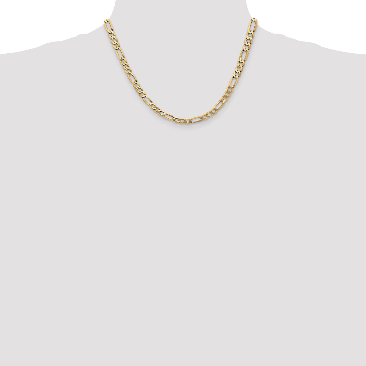 Gold (10K & 14K) Flat Figaro Chain - 10k Yellow Gold / 18 in / 5.25 mm