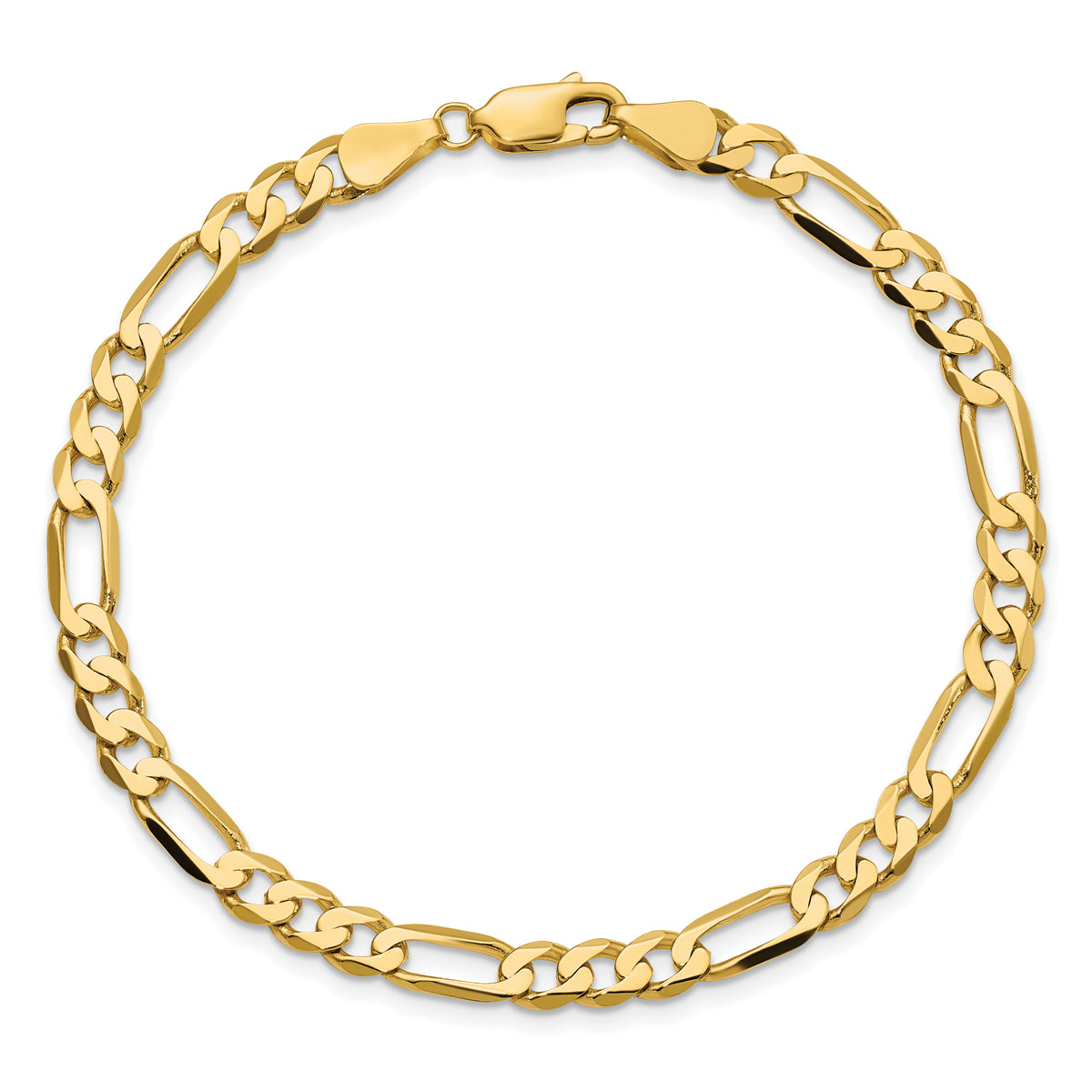 Gold (10K & 14K) Flat Figaro Chain Bracelet - 10k Yellow Gold / 7 in / 5.25 mm