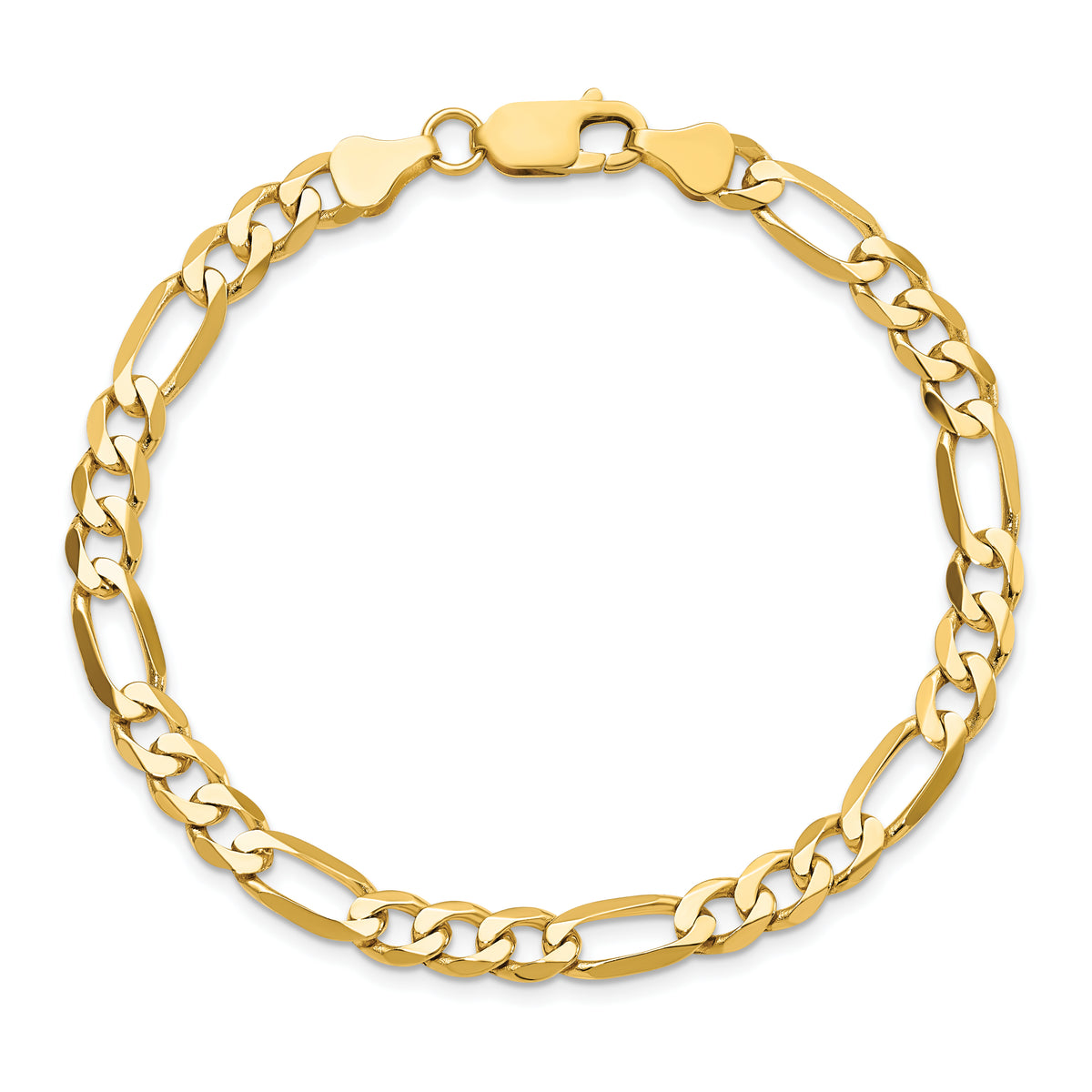 Gold (10K & 14K) Flat Figaro Chain Bracelet - 10k Yellow Gold / 7 in / 6.25 mm
