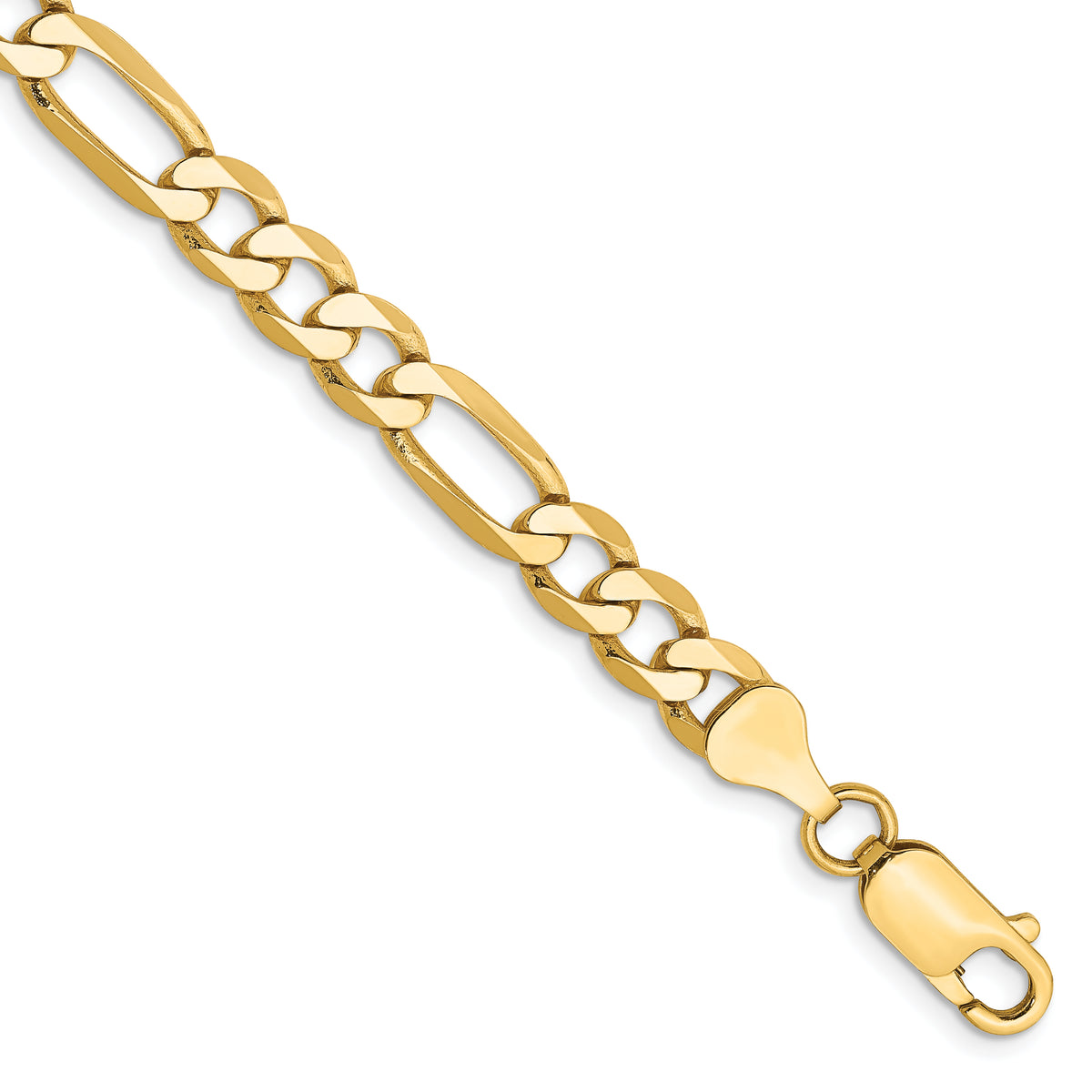Gold (10K & 14K) Flat Figaro Chain Bracelet - 10k Yellow Gold / 7 in / 6.25 mm