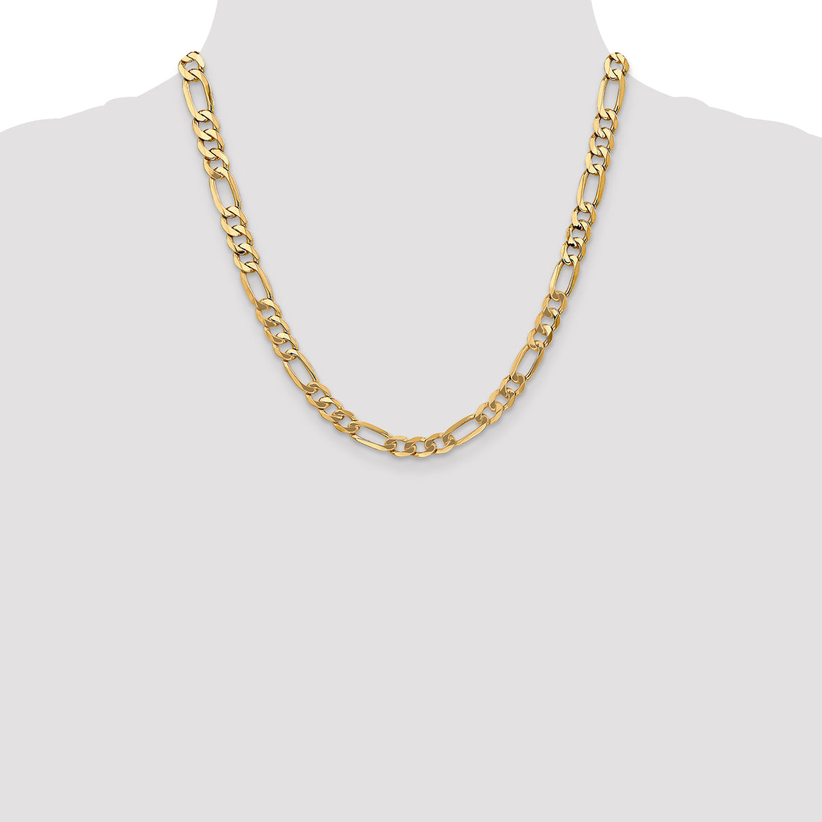 Gold (10K & 14K) Flat Figaro Chain - 10k Yellow Gold / 20 in / 7 mm