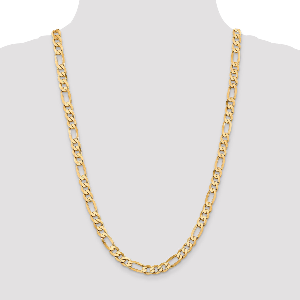 Gold (10K & 14K) Flat Figaro Chain - 10k Yellow Gold / 26 in / 7.5 mm