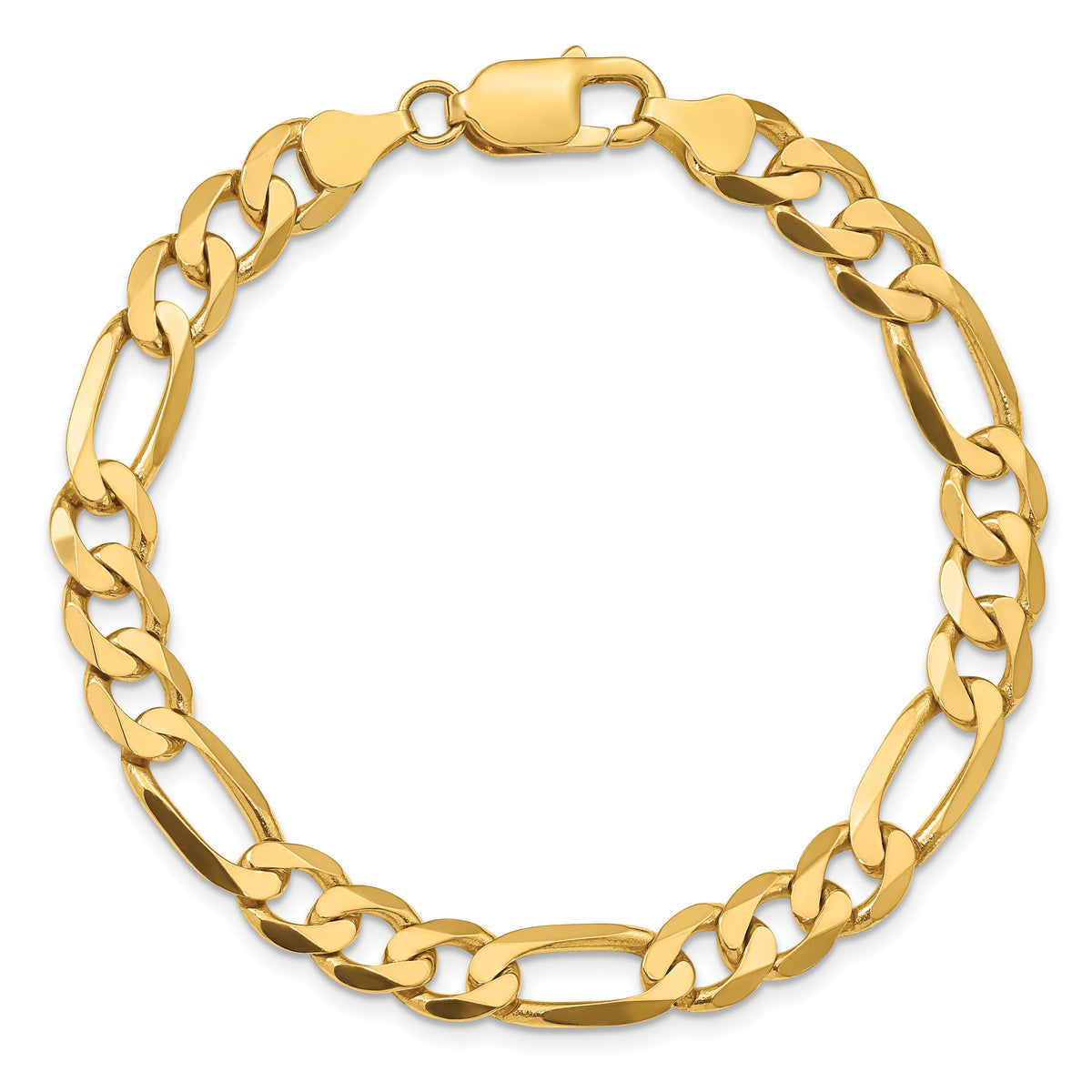 Gold (10K & 14K) Flat Figaro Chain Bracelet - 10k Yellow Gold / 8 in / 7.5 mm