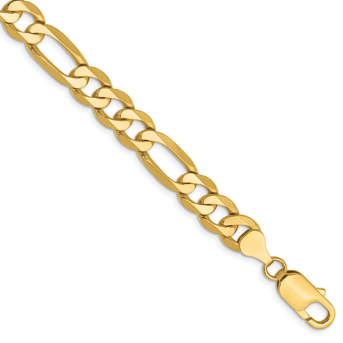 Gold (10K & 14K) Flat Figaro Chain Bracelet - 10k Yellow Gold / 8 in / 7.5 mm