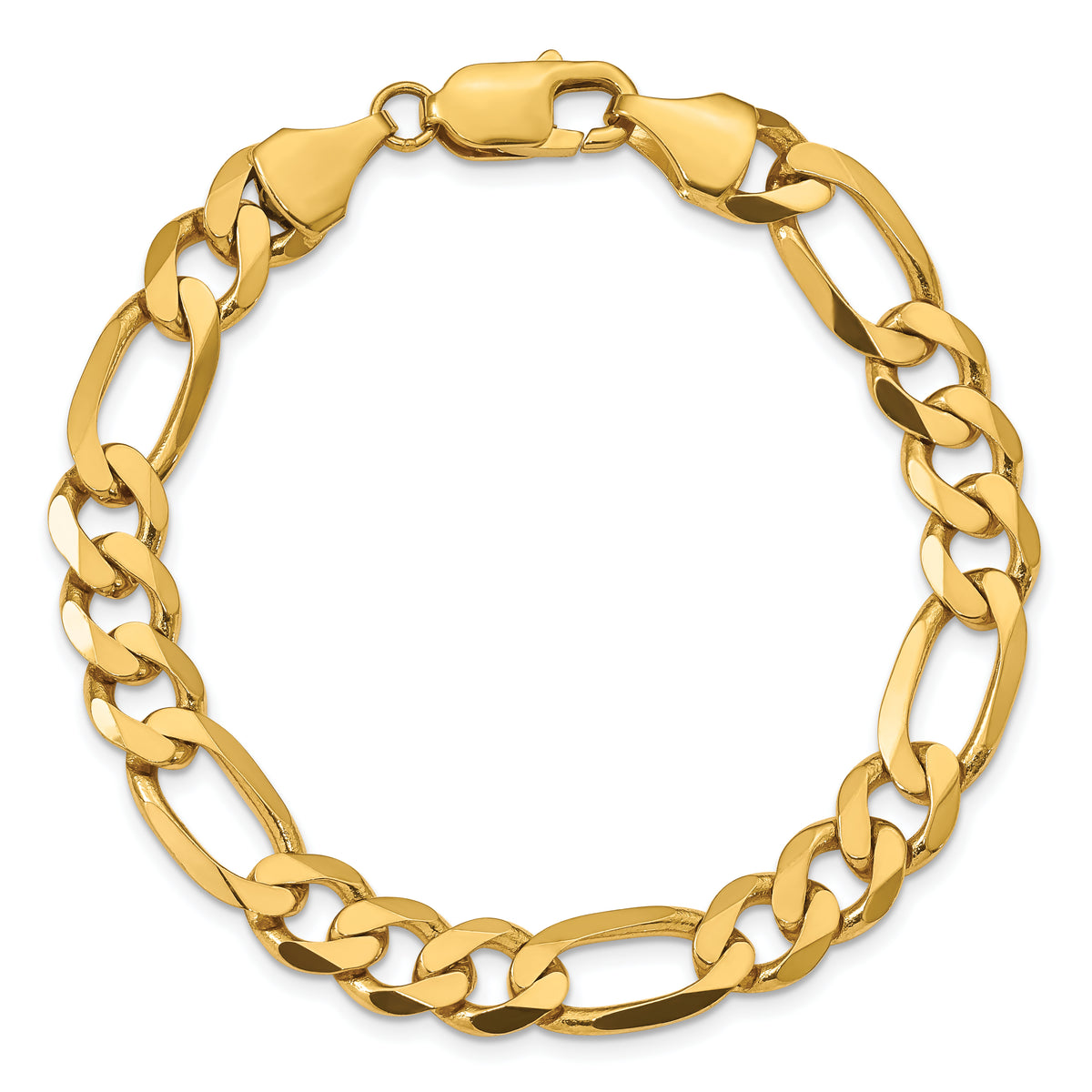 Gold (10K & 14K) Flat Figaro Chain Bracelet - 10k Yellow Gold / 8 in / 8.75 mm