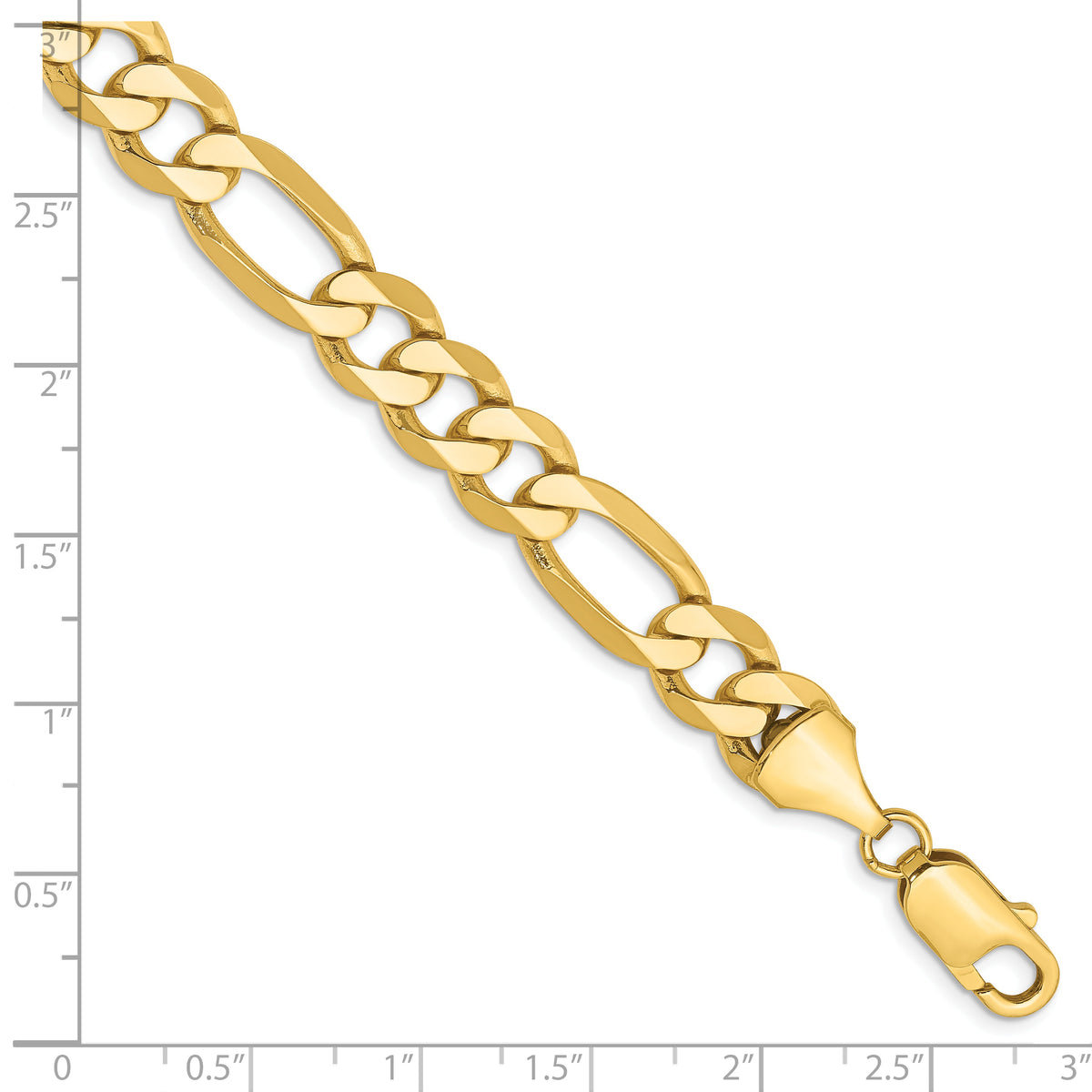 Gold (10K & 14K) Flat Figaro Chain Bracelet - 10k Yellow Gold / 8 in / 8.75 mm