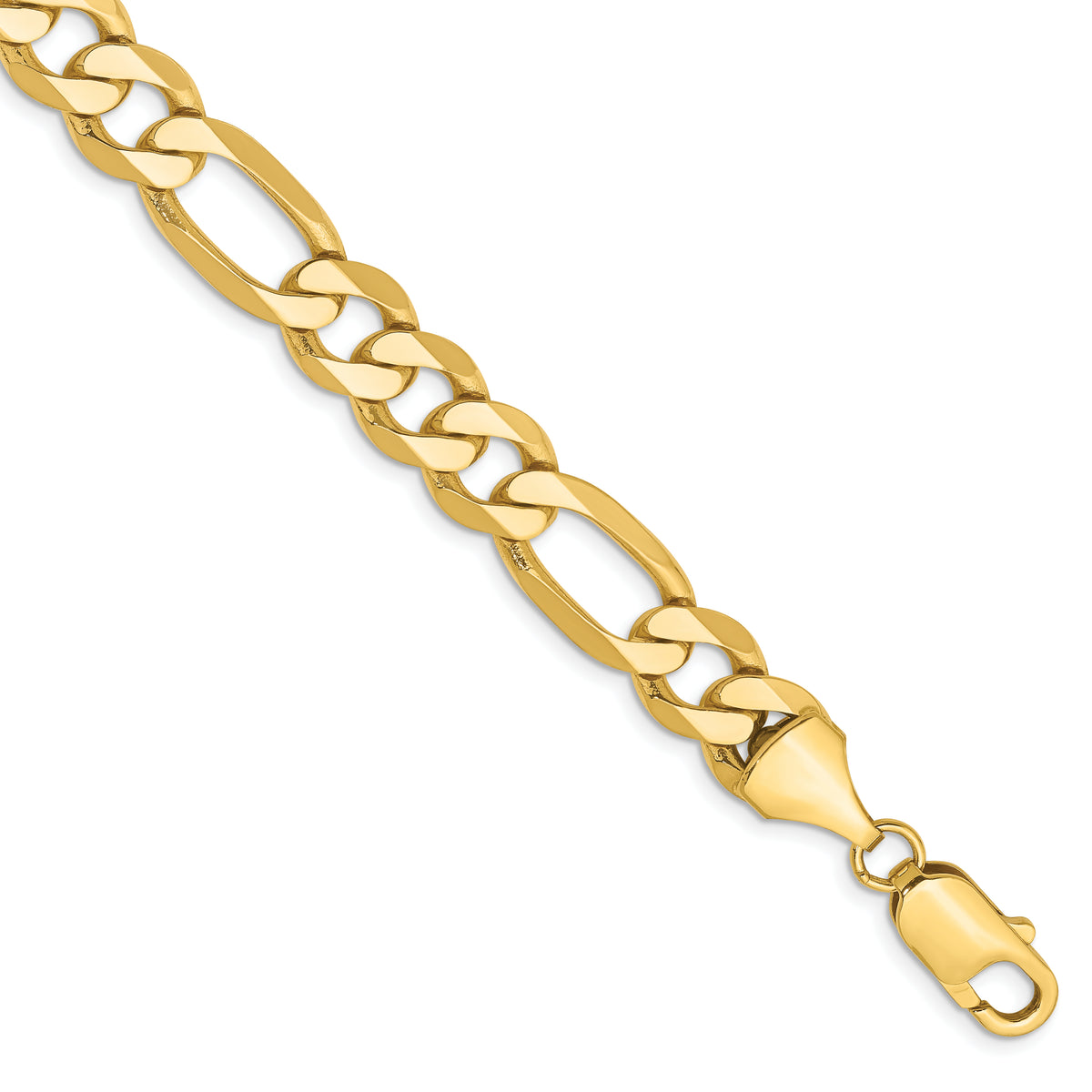 Gold (10K & 14K) Flat Figaro Chain Bracelet - 10k Yellow Gold / 8 in / 8.75 mm