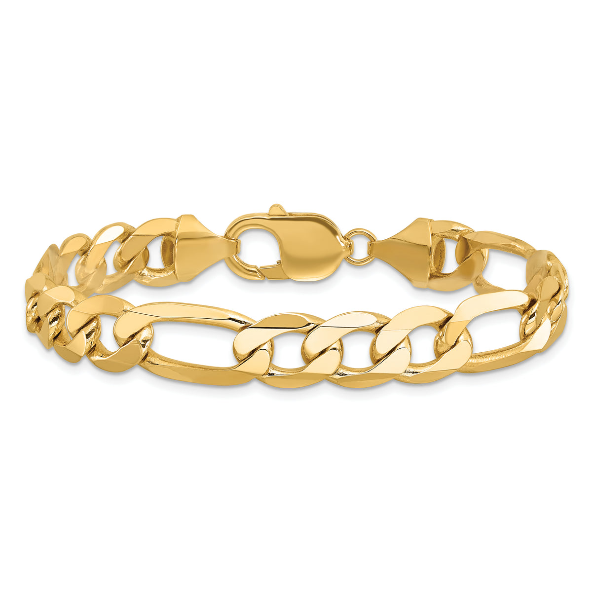 Gold (10K & 14K) Flat Figaro Chain Bracelet - 10k Yellow Gold / 8 in / 10 mm