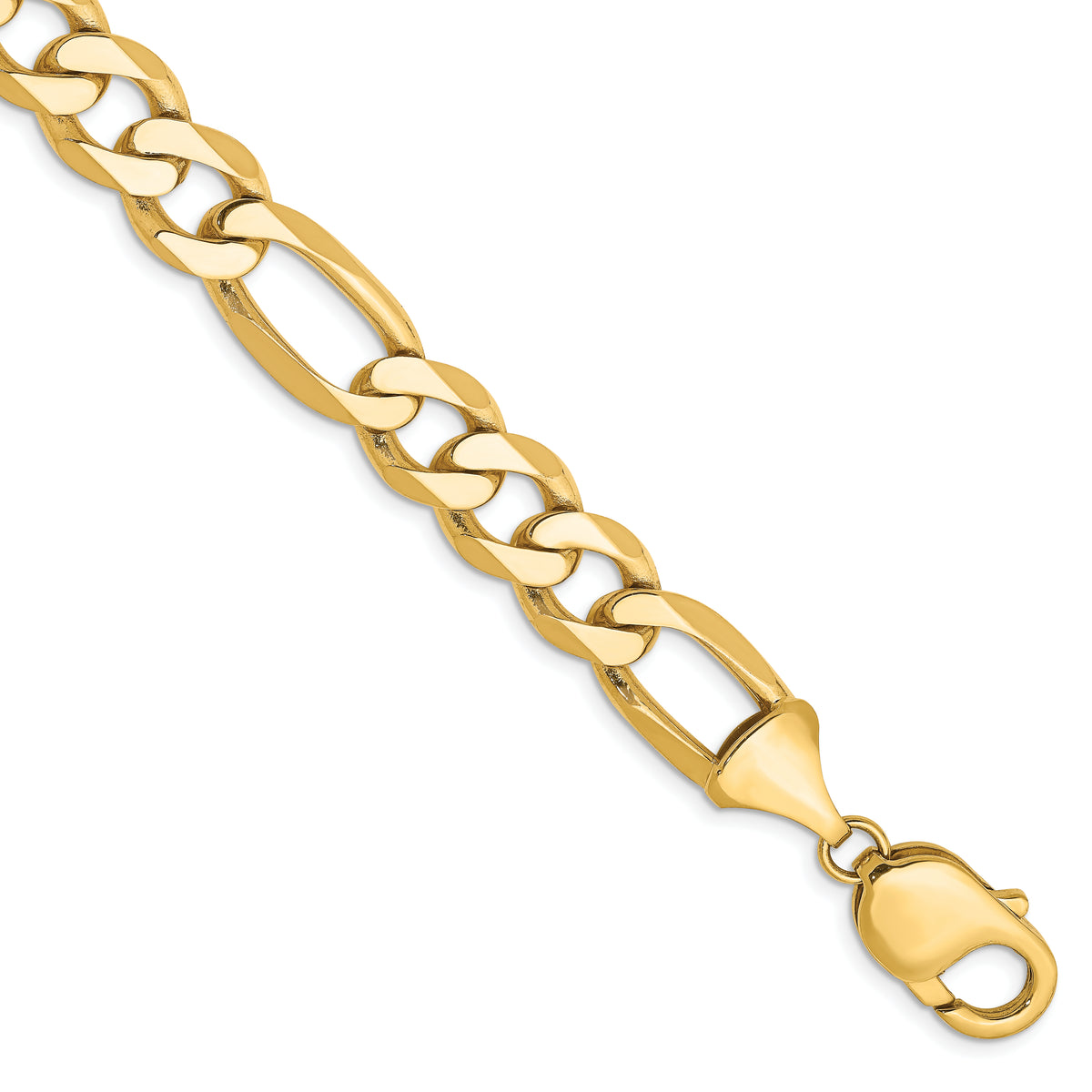 Gold (10K & 14K) Flat Figaro Chain Bracelet - 10k Yellow Gold / 8 in / 10 mm