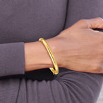 Gold High Polished Hinged Bangle - 10k Yellow Gold / 6 mm / 7 in