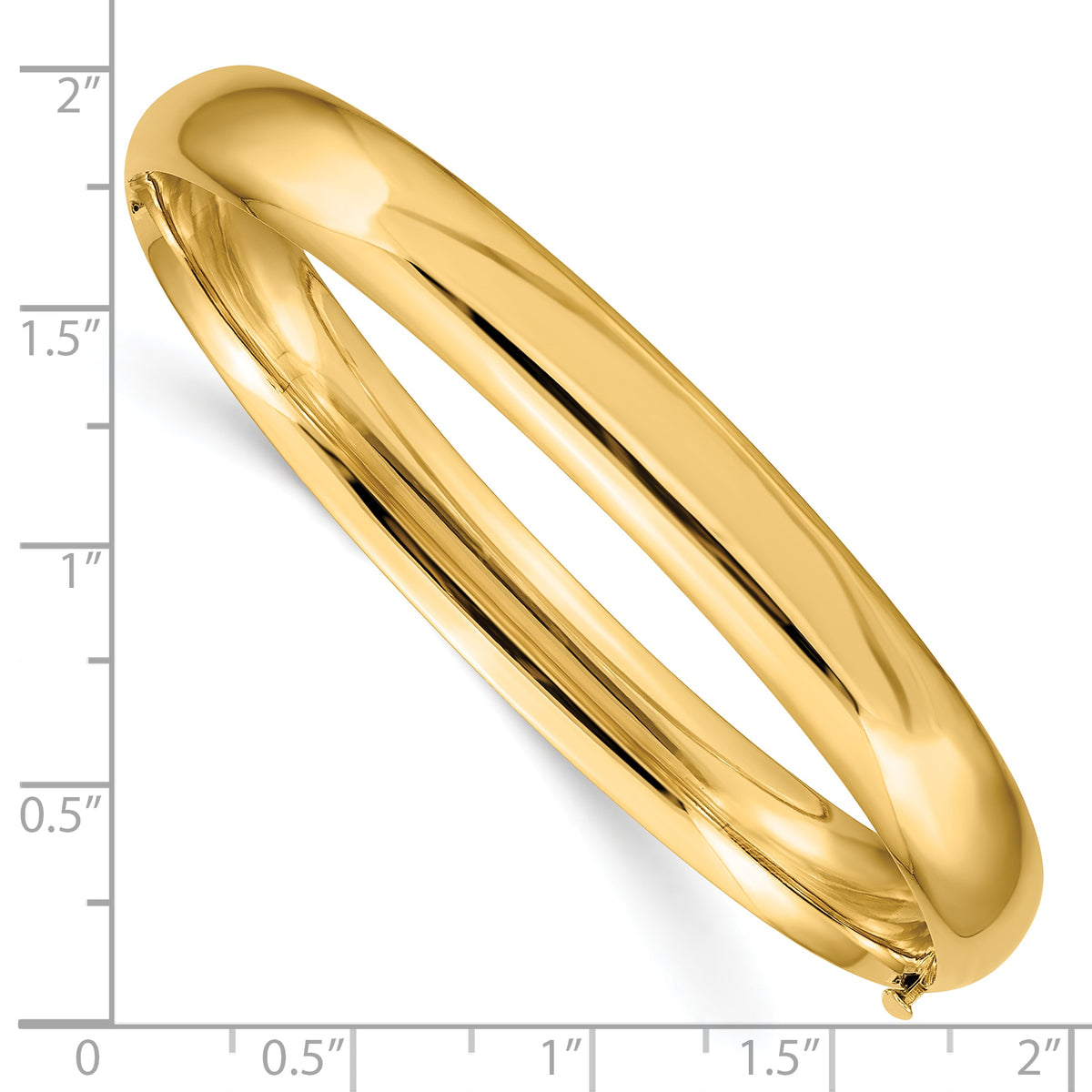 Gold High Polished Hinged Bangle - 10k Yellow Gold / 8 mm / 7 in