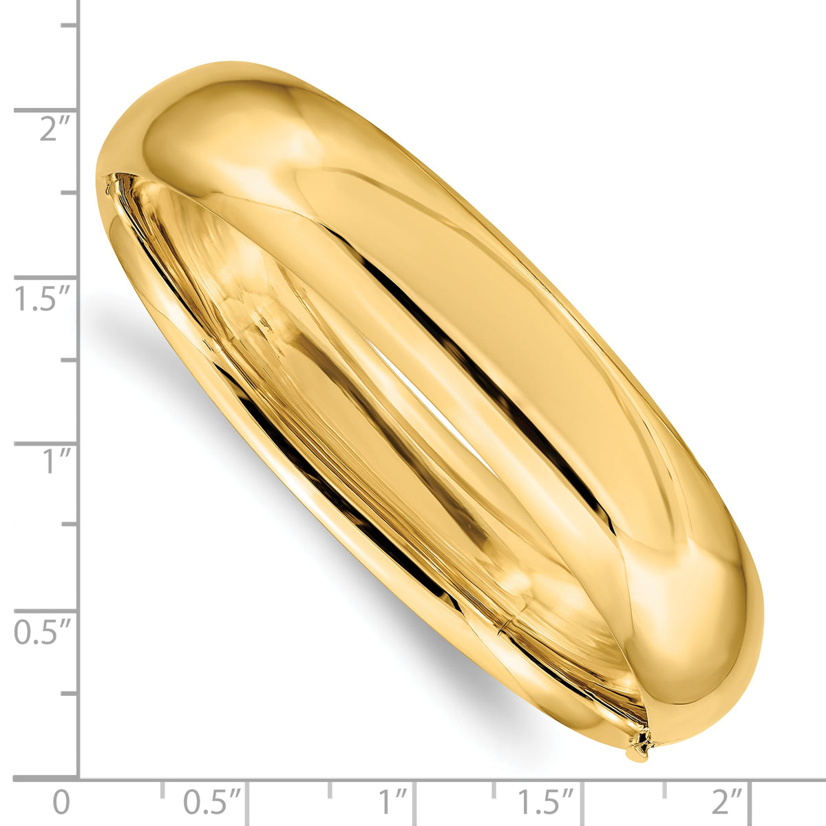 Gold High Polished Hinged Bangle - 10k Yellow Gold / 14.5 mm / 7 in