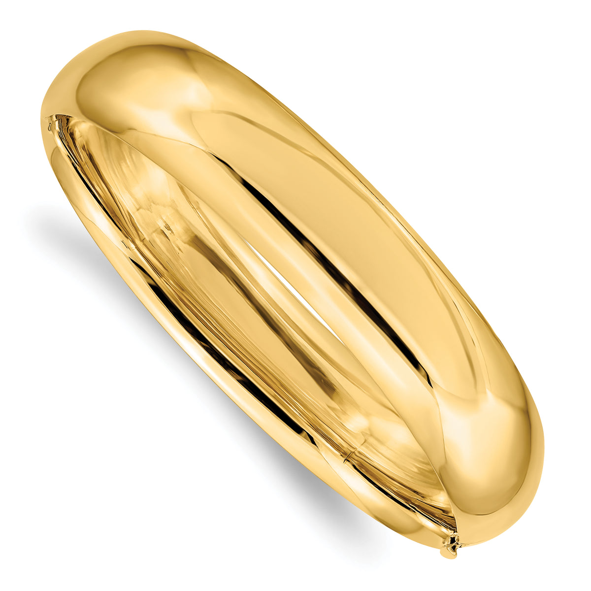 Gold High Polished Hinged Bangle - 10k Yellow Gold / 14.5 mm / 7 in