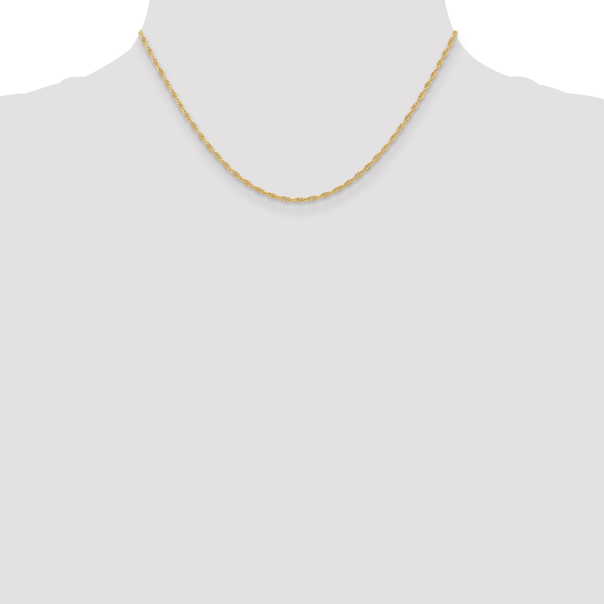 Gold (10K & 14K) Carded Cable Rope Chain - 10k Yellow Gold / 16 in / 1.55 mm