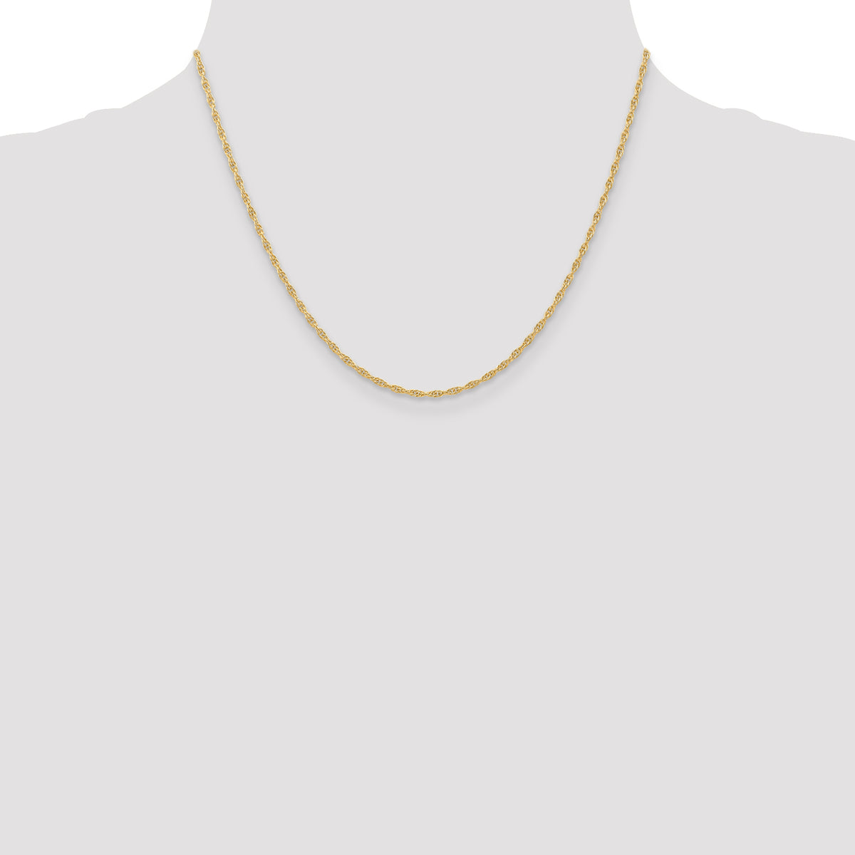 Gold (10K & 14K) Carded Cable Rope Chain - 10k Yellow Gold / 18 in / 1.55 mm