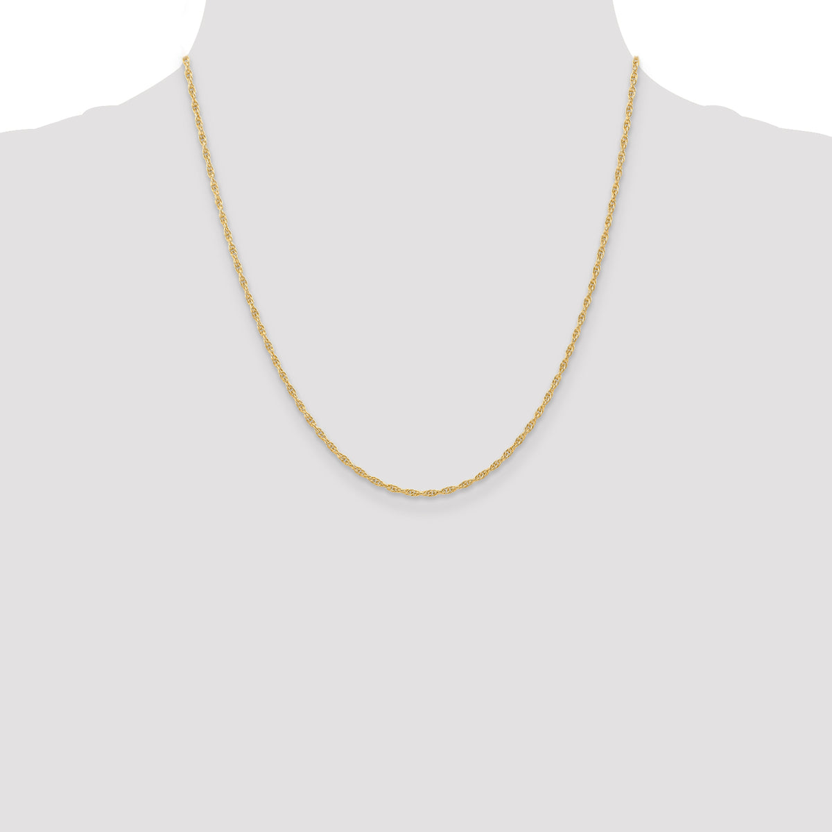 Gold (10K & 14K) Carded Cable Rope Chain - 10k Yellow Gold / 20 in / 1.55 mm
