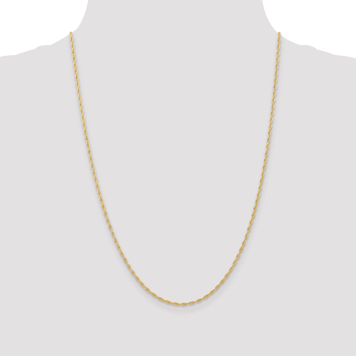 Gold (10K & 14K) Carded Cable Rope Chain - 10k Yellow Gold / 24 in / 1.55 mm