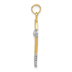Gold Polished Tennis Pendant - 10k Gold with White Rhodium