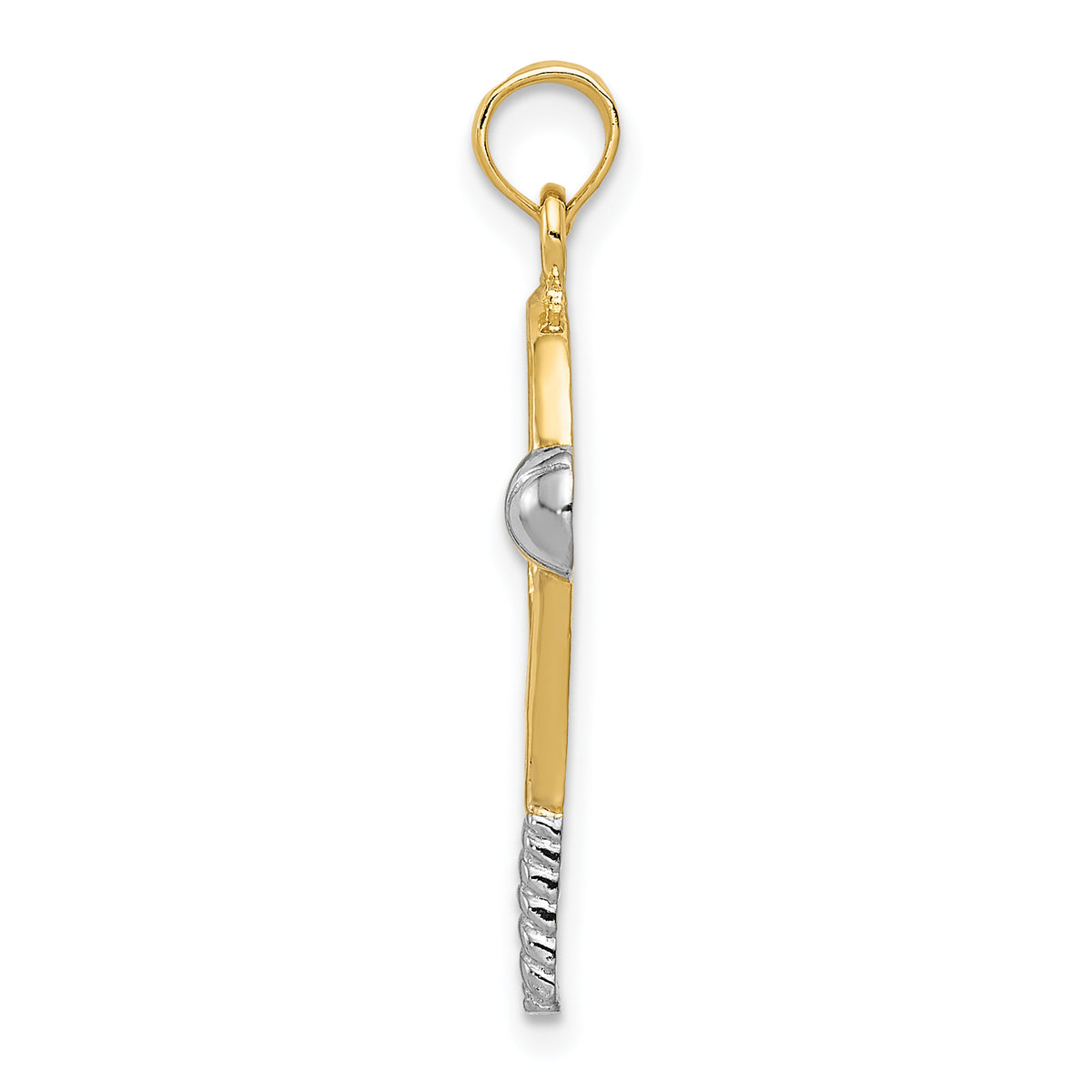 Gold Polished Tennis Pendant - 10k Gold with White Rhodium