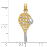 Gold Polished Tennis Pendant - 10k Gold with White Rhodium