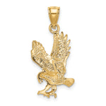 Satin Diamond-cut Eagle Pendant - 10k Yellow Gold