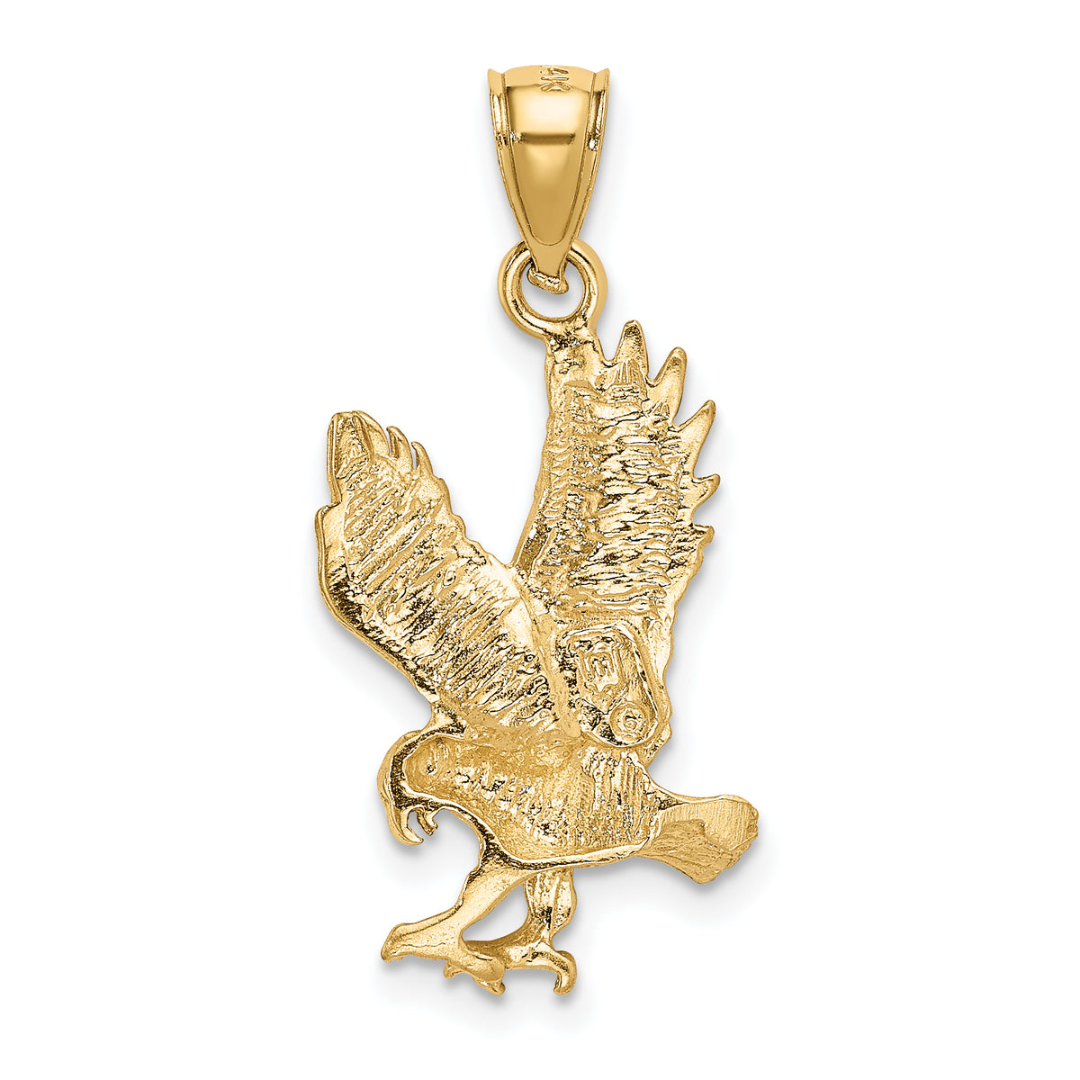 Satin Diamond-cut Eagle Pendant - 10k Yellow Gold