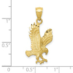 Satin Diamond-cut Eagle Pendant - 10k Yellow Gold