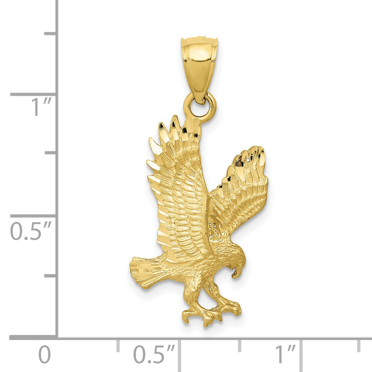 Satin Diamond-cut Eagle Pendant - 10k Yellow Gold