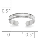 Gold Polished and Beaded Toe Ring - 10k White Gold