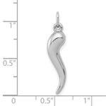 Gold Polished Italian Horn Pendant - 10k White Gold / 7 x 24.5 mm