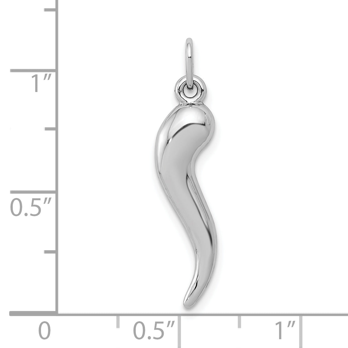 Gold Polished Italian Horn Pendant - 10k White Gold / 7 x 24.5 mm