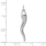 Gold Polished Italian Horn Pendant - 10k White Gold / 6.5 x 32 mm