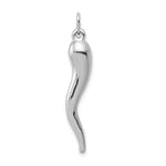 Gold Polished Italian Horn Pendant - 10k White Gold / 6.5 x 32 mm