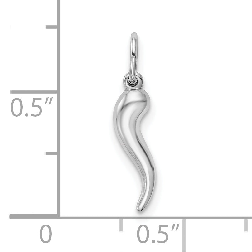 Gold Polished Italian Horn Pendant - 10k White Gold / 4 x 14.5 mm