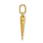 Gold Polished Italian Horn Pendant - 10k Yellow Gold / 4 x 14.5 mm