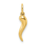 Gold Polished Italian Horn Pendant - 10k Yellow Gold / 4 x 14.5 mm