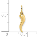 Gold Polished Italian Horn Pendant - 10k Yellow Gold / 4 x 14.5 mm