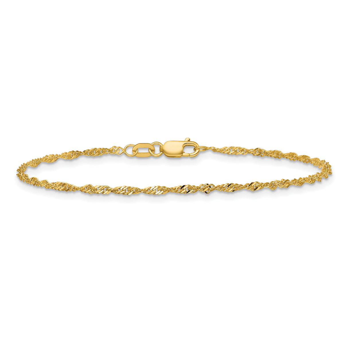 Gold (10K & 14K) Singapore Chain Anklet - 10k Yellow Gold / 9 in / 1.7 mm