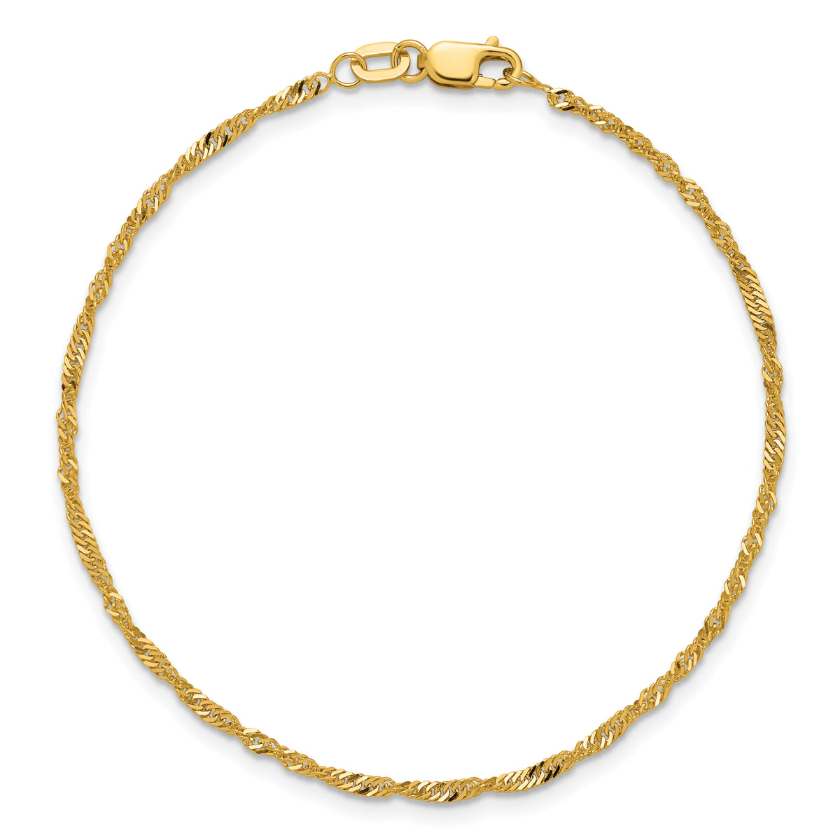 Gold (10K & 14K) Singapore Chain Bracelet - 10k Yellow Gold / 7 in / 1.7 mm