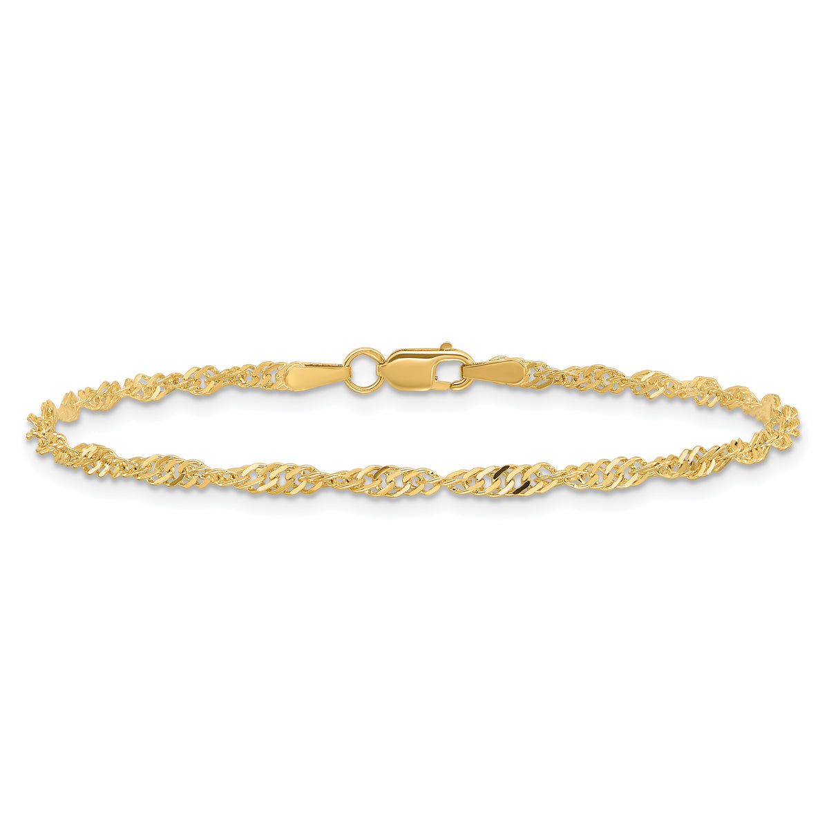 Gold (10K & 14K) Singapore Chain Bracelet - 10k Yellow Gold / 7 in / 2 mm