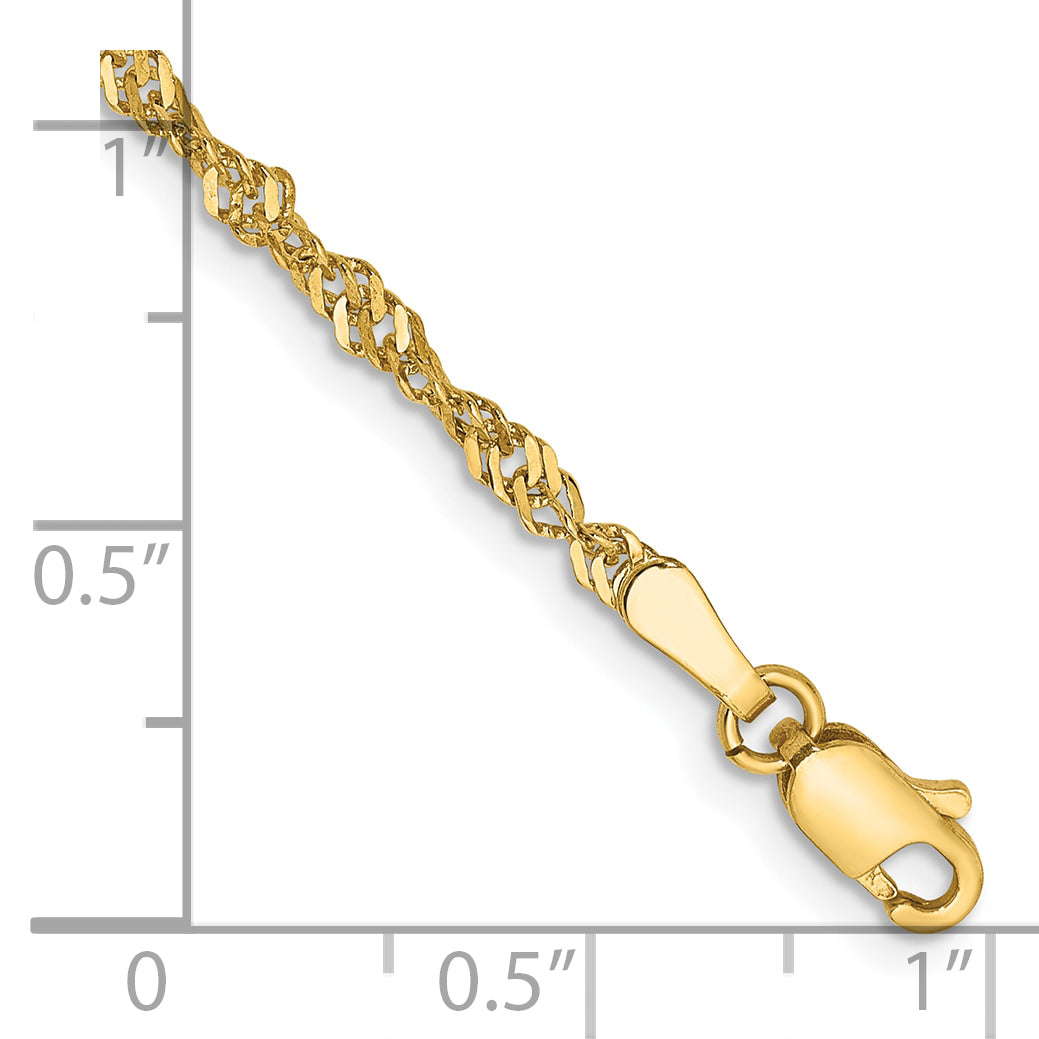 Gold (10K & 14K) Singapore Chain Bracelet - 10k Yellow Gold / 7 in / 2 mm