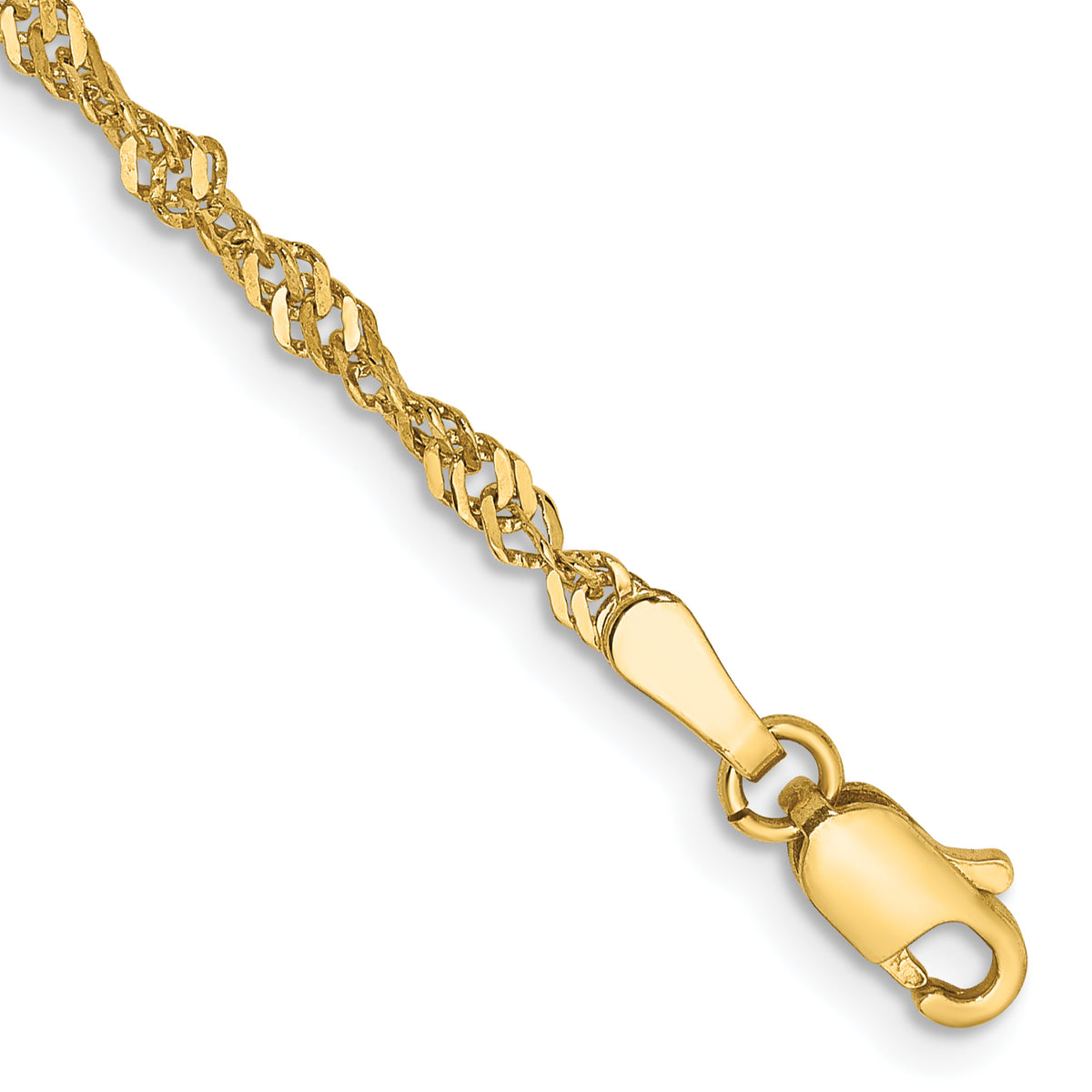Gold (10K & 14K) Singapore Chain Bracelet - 10k Yellow Gold / 7 in / 2 mm
