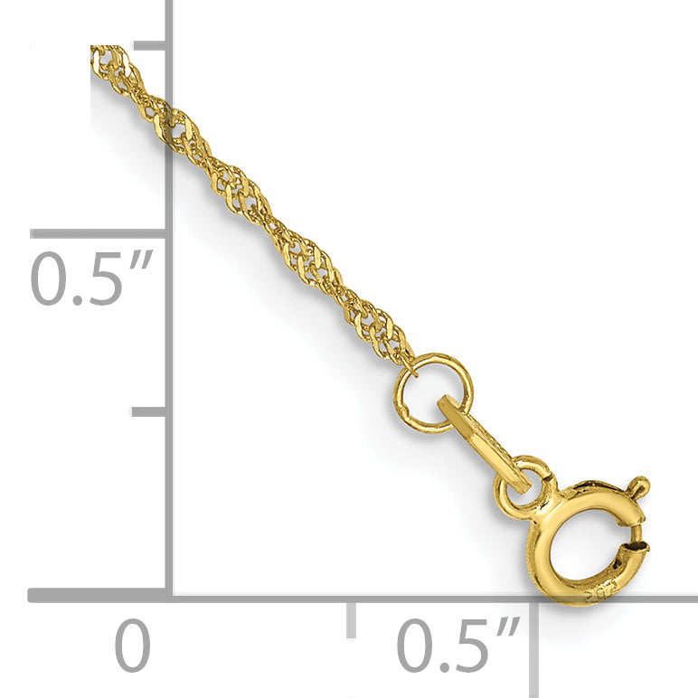 Gold (10K & 14K) Singapore Chain Bracelet - 10k Yellow Gold / 7 in / 1.1 mm