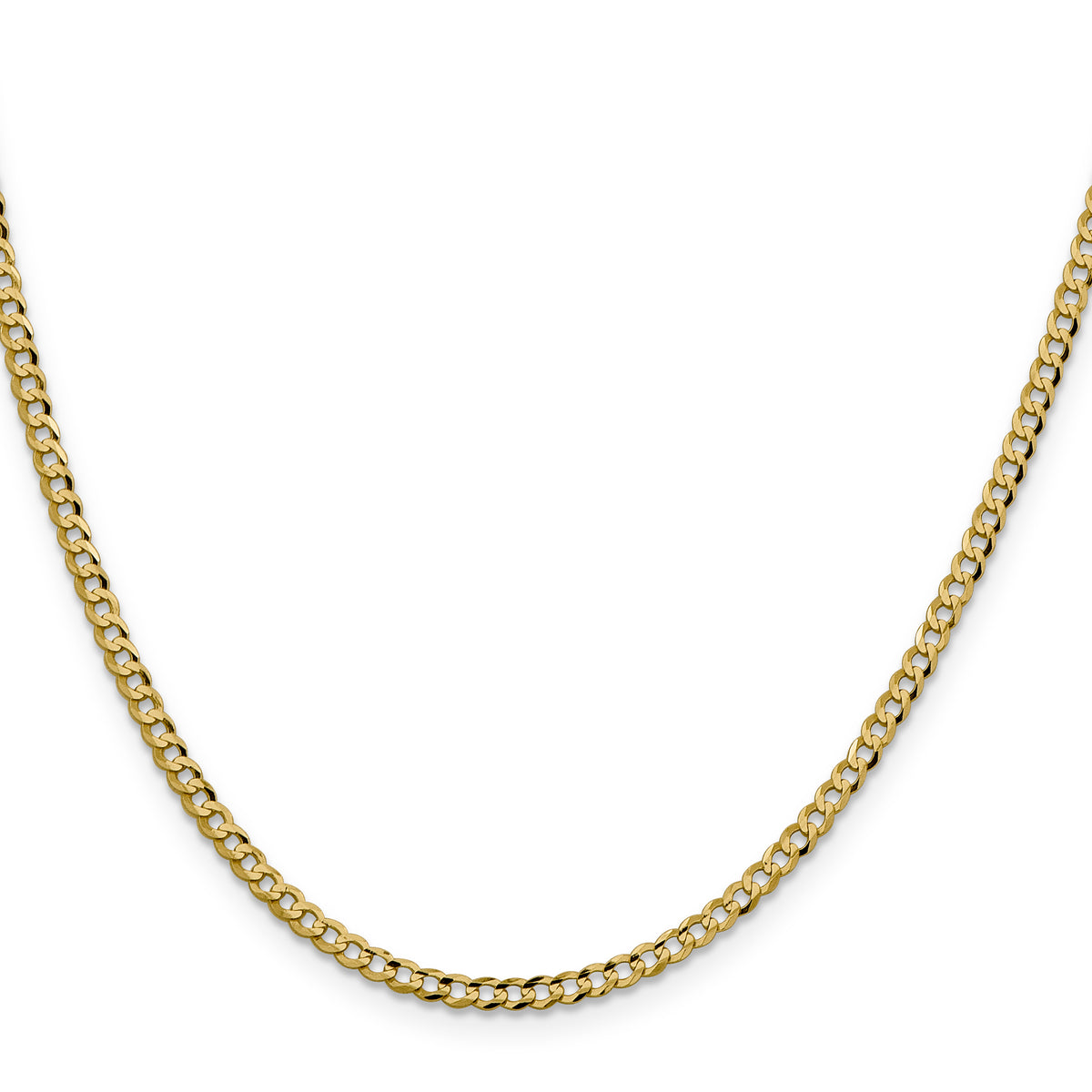 10k Yellow Gold Lightweight Flat Cuban Chain, view 2 - 16 in / 3.1 mm