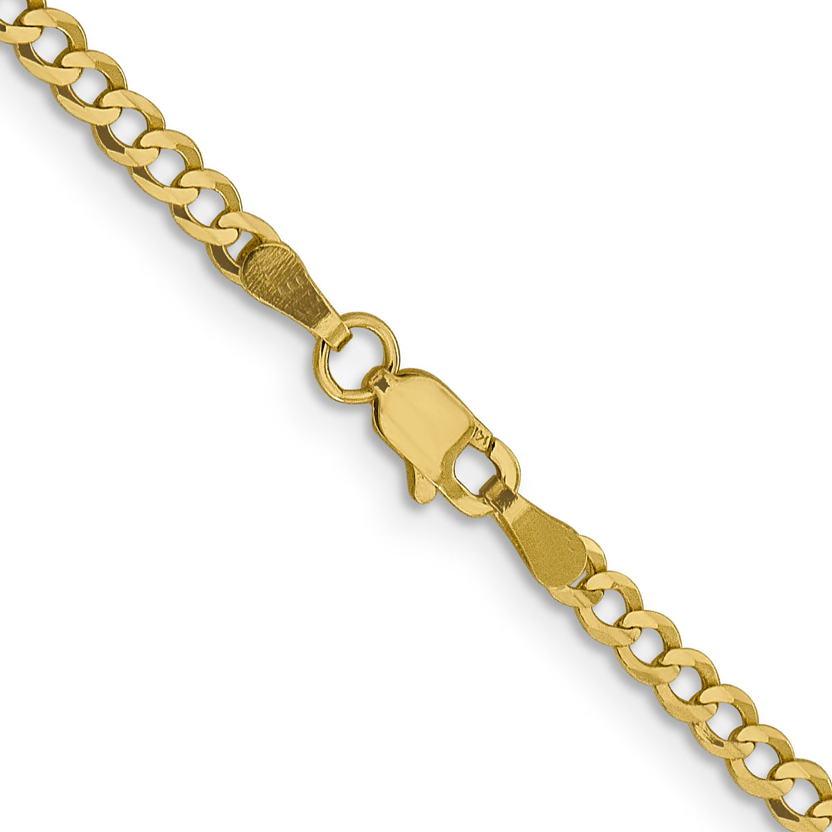 10k Yellow Gold Lightweight Flat Cuban Chain, view 3 - 16 in / 3.1 mm